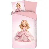 Pure kinderdekbedovertrek Prinses roze - 140 x 220 cm - 100% polyester microvezel