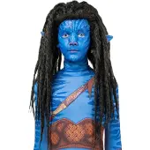 Metamorph Blauwe stammenkrijer dreadlocks kinderpruik