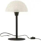 J-Line Tafellamp paddenstoel bolletjes metaal blinkend wit/zwart small