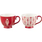 Jline Doos 2 mokken notenkraker cadeaudoos keramiek rood