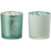 J-Line Theelichthouder spiralen glas mix small assortiment van 2