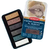 Derwent - XL Tinted Charcoal Block Tin of 6 Blocks