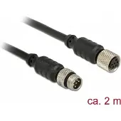 DeLOCK M8 sensor / actuator extension cable M8 6 Pin male to M8 6 Pin female waterproof 2 m