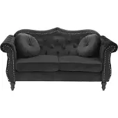 Beliani SKIEN - Chesterfield bank - Zwart - Fluweel