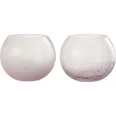 J-Line Windlicht bol craquele glas paars medium assortiment van twee