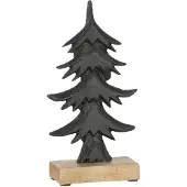 J-Line Dennenboom ori op voet hout aluminium zwart large