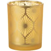 J-Line Windlicht ruit bloemen glas geel medium