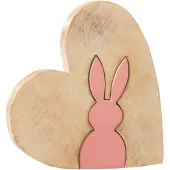 J-Line Hart met konijn hout roze