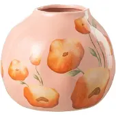 J-Line Vaas bloem breed keramiek zalm/oranje