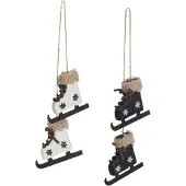 J-Line Hangers schaatsen metaal zwart/wit assortiment van 2