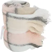 J-Line plaid geruit polyester beige/roze 180x130x2cm