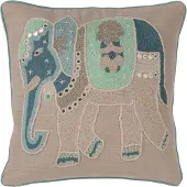 J-Line 41599 Kussen Olifant Katoen Grijs/Blauw - 45 x 45 x 15 cm