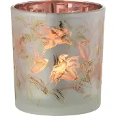 J-Line T-lichthouder bloemen glas mat wit/rood/goud small