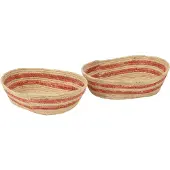 J-Line Set of 2 basket stripes corn husk natural/red