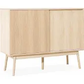 Sweeek Dressoir 2 schuifdeuren houtdecor deels gegroefd 115cm Naturel