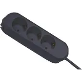 Bachmann SMART stekkerdoos 3x geaard contact, geschroefd, zwart, 3 m