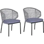 Beliani PALMI - Tuinstoel set van 2 - Grijs - Aluminium