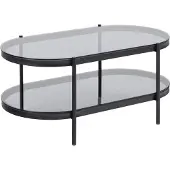 Ebuy24 Ovale Salontafel Bayonne Smoked Tempered Glass