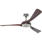 CasaFan Plafondventilator Eco Interior, chroom, hout, DC-motor, Ø 140 cm Interior, hout donker, Woon-/ Eetkamer, Hout, Modern