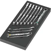 Wera 9730 Schuimrubberen inlegplaat, 6000 Joker set 1, 11-delig (zwart/grijs, set ratelmoersleutels, in schuimrubberen inlegplaat voor werkbankwagen)