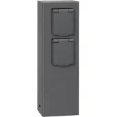 LCD Buiten-stopcontactzuil 017, 2-voudig, grafiet 017, zwart, Aluminium, Modern