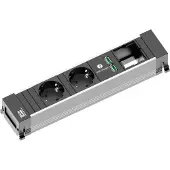 Bachmann POWER FRAME Medium 2x geaard stopcontact 1x USB oplader 1x ABD