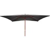 Mendler Parasol Florida, tuinparasol marktparasol, 3x4m polyester/hout 6kg ~ antraciet