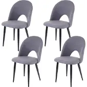 Mendler Set van 4 eetkamerstoelen -D73, keukenstoel, stof/textiel ~ donkergrijs