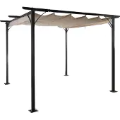 Mendler Pergola -C42, tuinpaviljoen, stevig 6cm frame + schuifdak ~ 3x3m crème