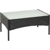 Mendler Poly-rattan tuintafel Halden, bijzettafel met glazen blad ~ antraciet