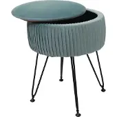 MCW Kruk -K47, kruk met opbergvak, Ø 33cm, fluweellook ~ groen, zwart frame