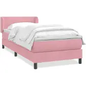 vidaXL Boxspring met matras fluweel roze 90x210 cm