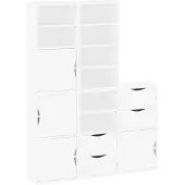 vidaXL Bijzetkasten 5 st ODDA 40x24x79 cm massief grenenhout wit