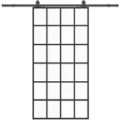 vidaXL Schuifdeur met beslagset 102x205 cm ESG glas zwart