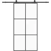 vidaXL Schuifdeur met beslagset 102x205 cm ESG glas zwart