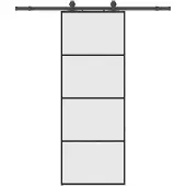 vidaXL Schuifdeur met beslagset 76x205 cm ESG glas zwart