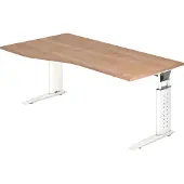 Hjh OFFICE PRO UNDA 18 W - 180 x 100 Tafelhoogte I In hoogte verstelbaar Walnoot/Wit