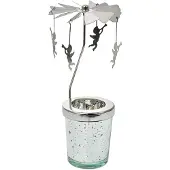 Clayre & Eef Waxinelichthouder Ø 8x17 cm Zilverkleurig Glas Engelen
