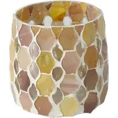 Boltze Sfeerlicht waxinehouder Alejo glas mozaiek Beige