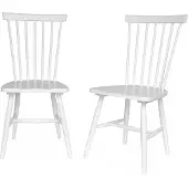 Sweeek Stoel natuurlijk rubberhout, set van 2 Wit