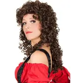Maskworld Lange Pruik Donkerbruin Gekruld - Carnavalspruik