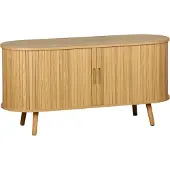 Sweeek - Scandinavisch tv-meubel, 2 schuifdeuren, 4 vakken, gegroefd houteffect, 120cm