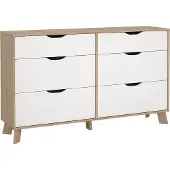 Ebuy24 Ikast kommode 6 lades eiken decor, wit.