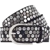 B.belt Studded riem leer 95 cm zwart