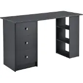 En.casa Bureau 120x50x72 cm, kantoorbureau met lades, donkergrijs, met opbergruimte, plank, computerbureau []