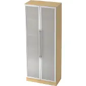 Hjh OFFICE PRO SIGNA G 7100G RE - Esdoorn/Zilver Hoogte van de map | 5 OH Kast met matglazen deuren Rail handvat (kunststof)