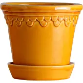 Bergs Potter Copenhagen Pot Met Schotel Geel Ø12 Cm - Bloempotten Keramiek Yellow - KCY12S