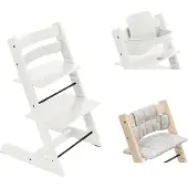 Stokke Tripp Trapp Kinderstoel beuken wit incl. kussen Stars Silver en BabySet V2 wit