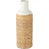 J-Line Vaas geweven terracotta/ratan wit/naturel