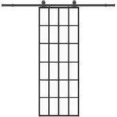 vidaXL Schuifdeur met beslagset 76x205 cm ESG glas zwart